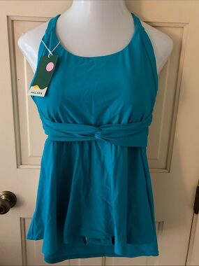 HALARA Teal Halter Twist-Front Swimsuit. NWT